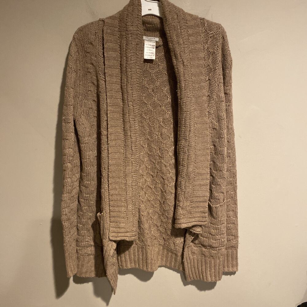 Talula Aritzia Beige Lambswool Angora Cashmere Open Knit Cardigan Sz Sm